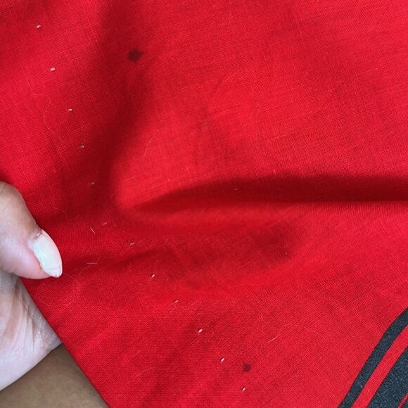 Vintage 80s Pliers Brand Abstract Pattern Red Cotton/Polyester Midi Skirt - Picture 9 of 10